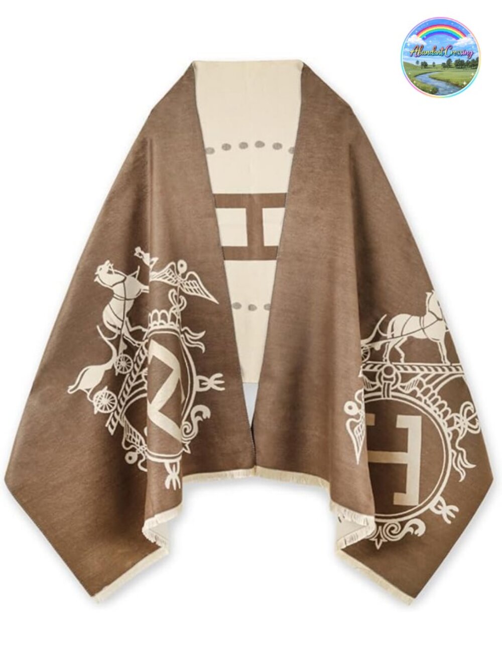 Reversible Geometric Pashmina Shawl Wrap Poncho Cape Women Evening